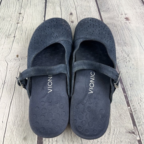 Vionic Womens Lidia Suede Mary Jane Sandal Blue Suede Mule Slides Sz 7 - Picture 5 of 8